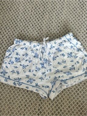 White Floral Pajama Shorts